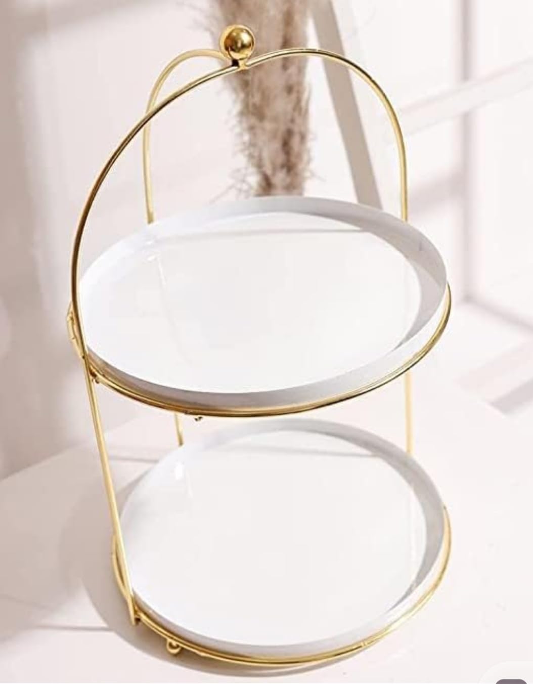 Metal Gold and White 2 Tier Cake Stand