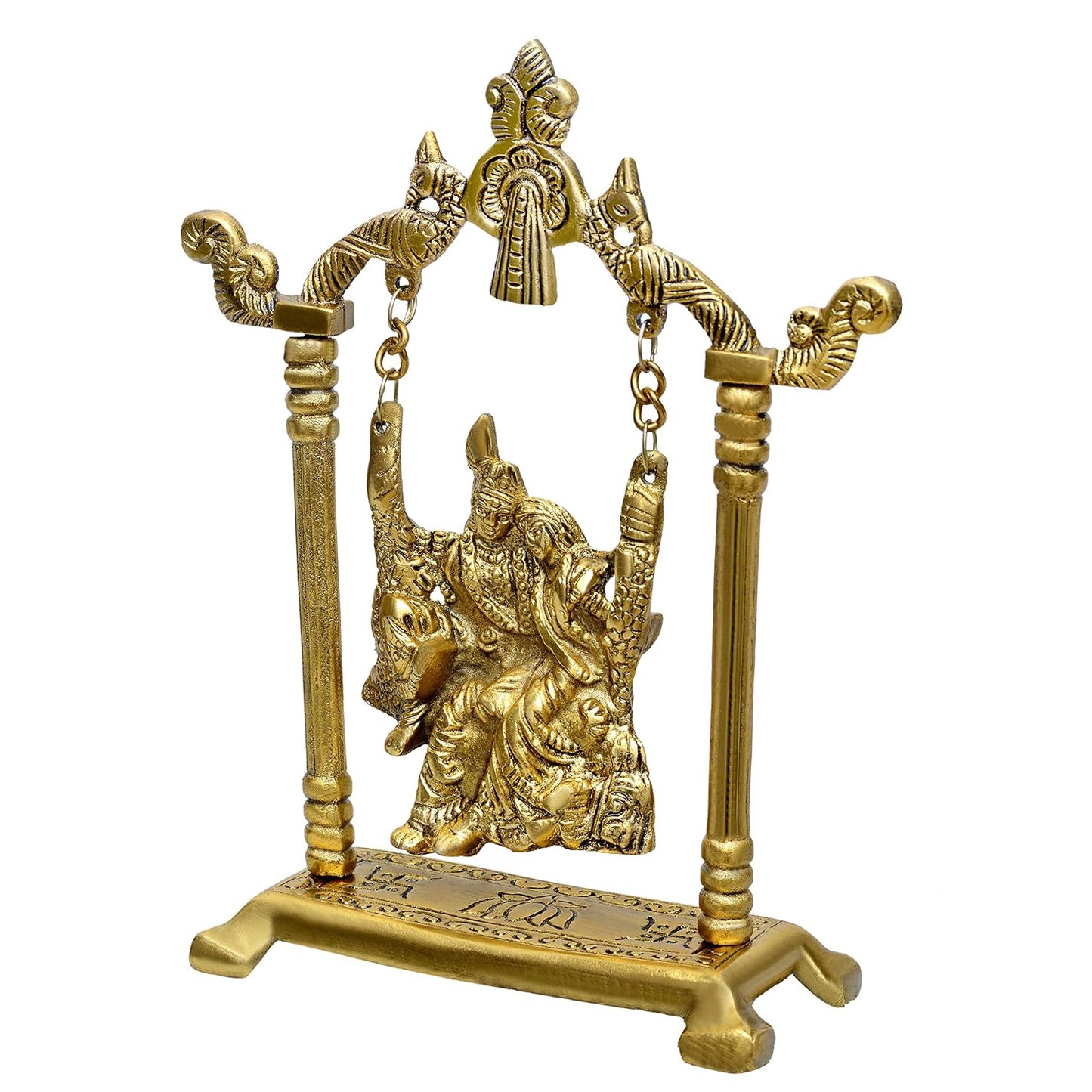 Metal Radha Krishna Sitting on Swing Idol