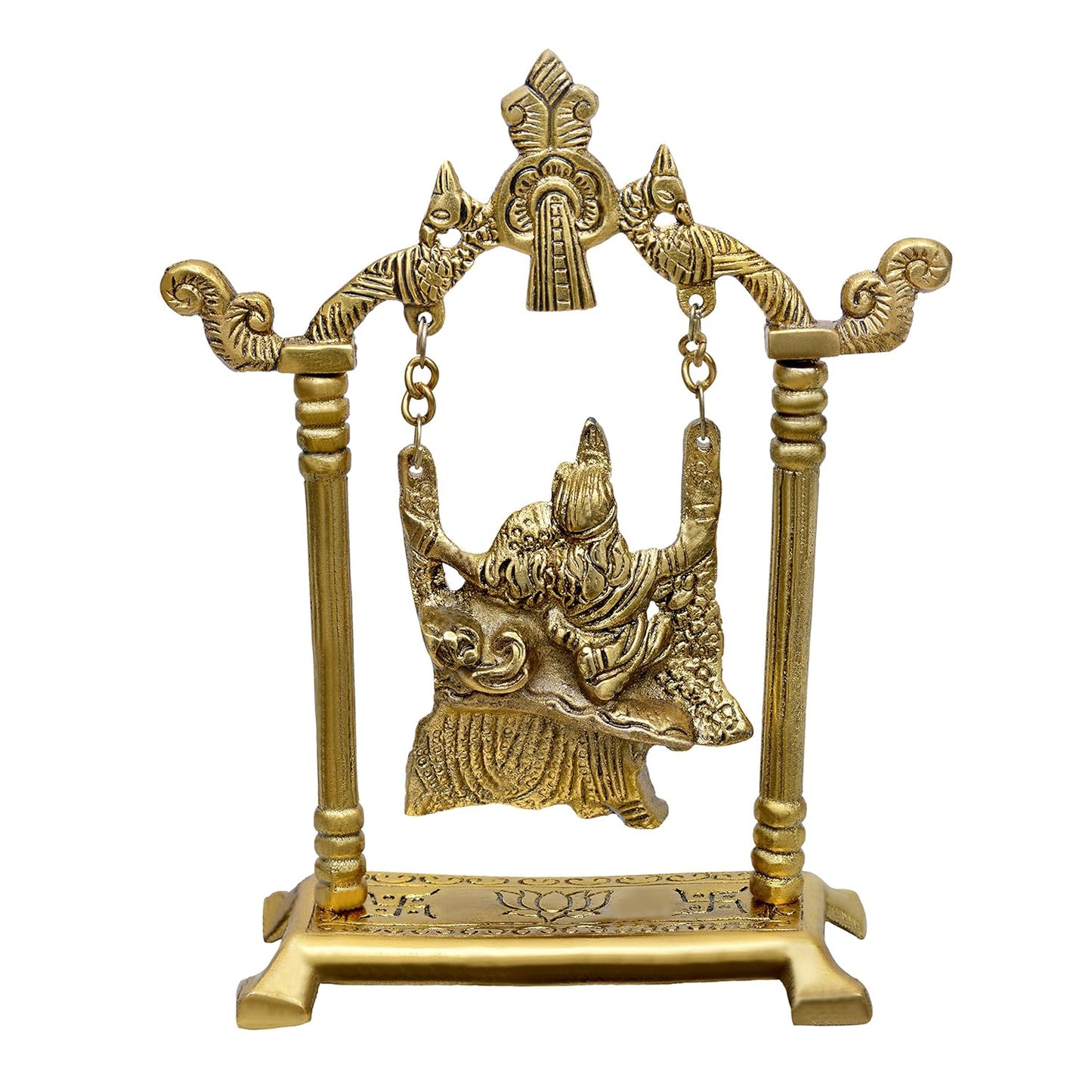 Metal Radha Krishna Sitting on Swing Idol