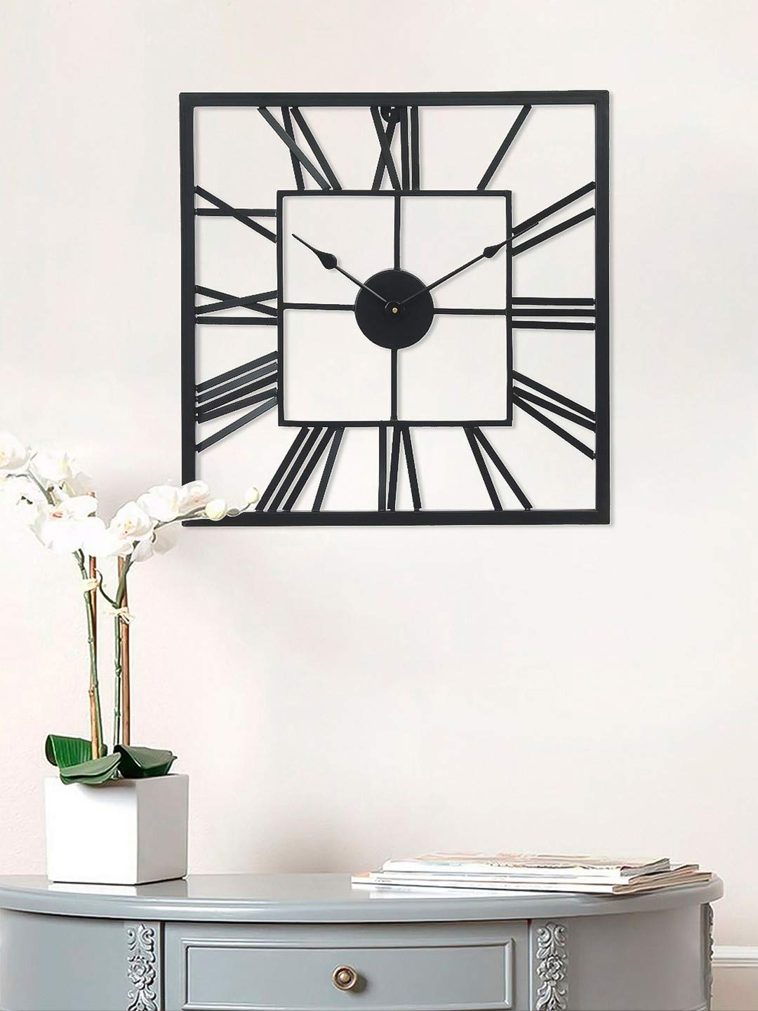 Metal Square Vintage Silent Chic Wall Clock -ArtyCraftz