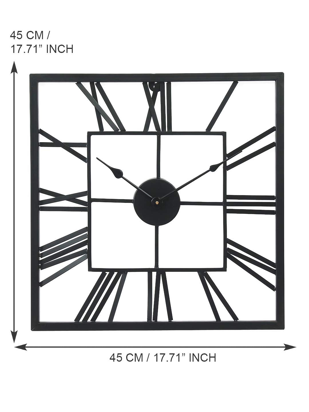 Metal Square Vintage Silent Chic Wall Clock -ArtyCraftz