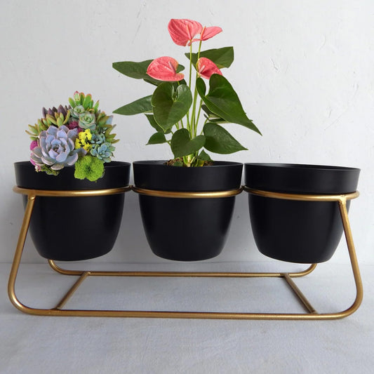 Metal Triple Pot Table Top Planter