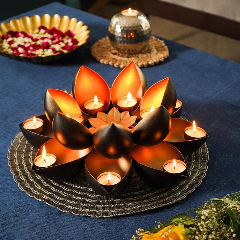 Metal 16 Lotus Petal Candle Holder