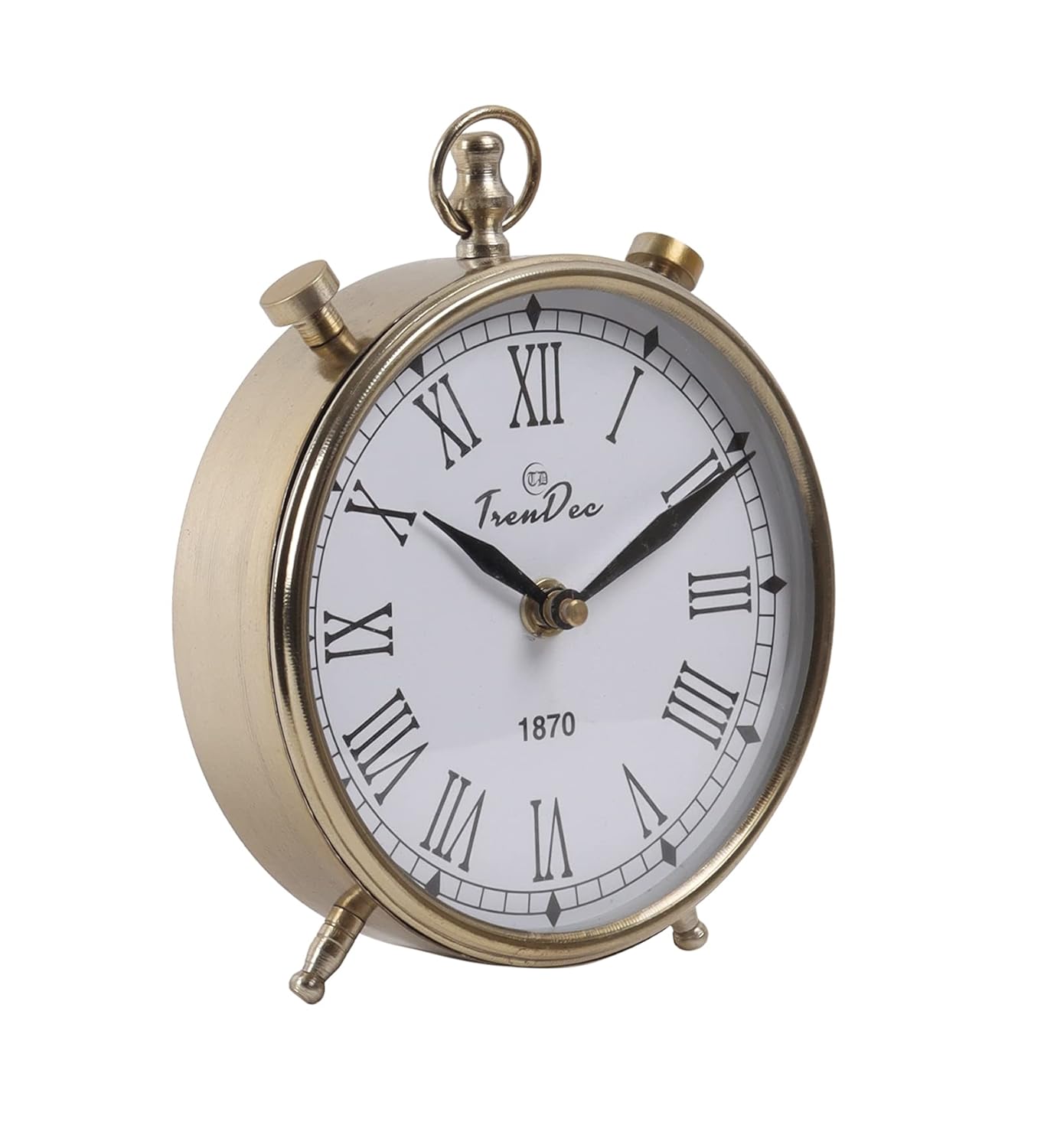 Metal 5" Analog Table Clock in Gold Finish (Golden) - ArtyCraftz.com