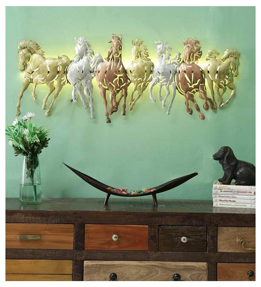 Metal 7 Running Horses Wall Art-ArtyCraftz.com