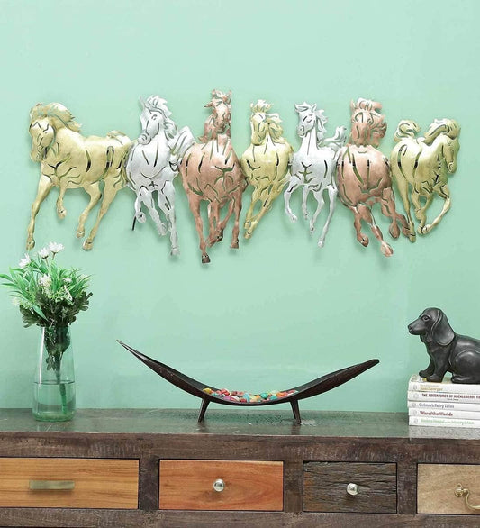 Metal 7 Running Horses Wall Art-ArtyCraftz.com