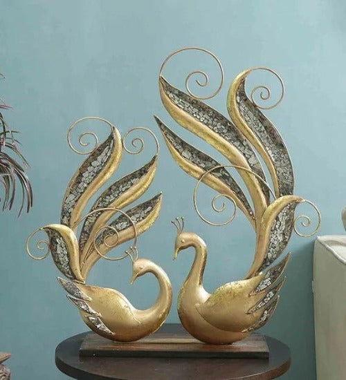 Metal Abstract Peacock Pair for Showpiece - ArtyCraftz.com