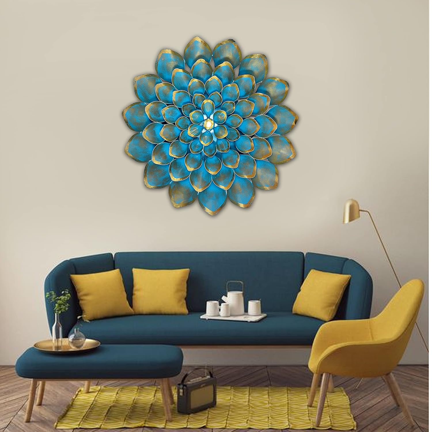 Metal Blue Lotus Petals Wall Art-ArtyCraftz.com