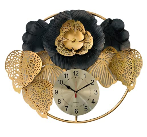 Metal Brich Flower and Leaves Wall Clock- ArtyCraftz.com