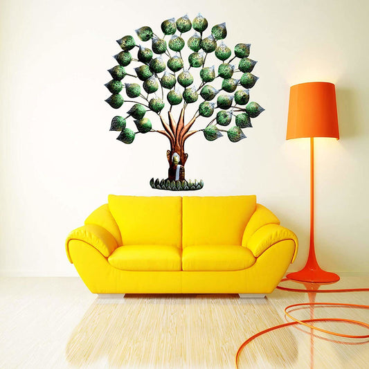 Metal Buddha Tree Wall Mounted Decor with Led Light - ArtyCraftz.com