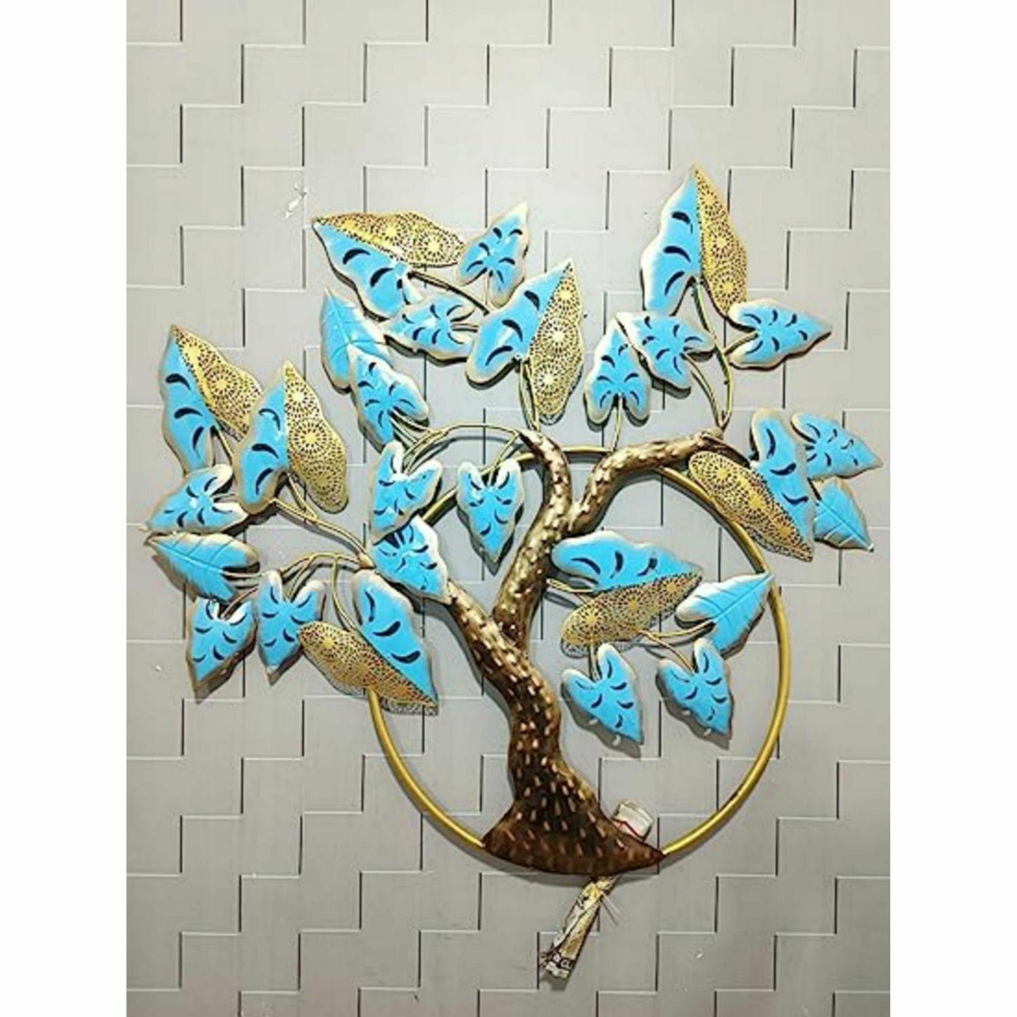 Metal Butterfly Tree With Circle And Led Wall Art