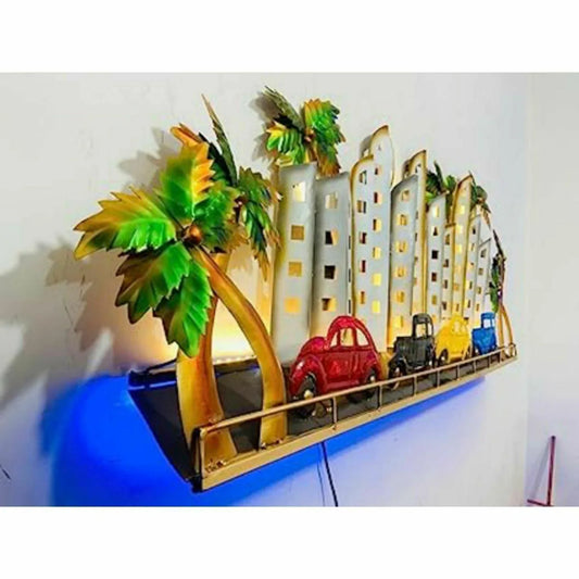 Metal City Light With Led Wall Art
