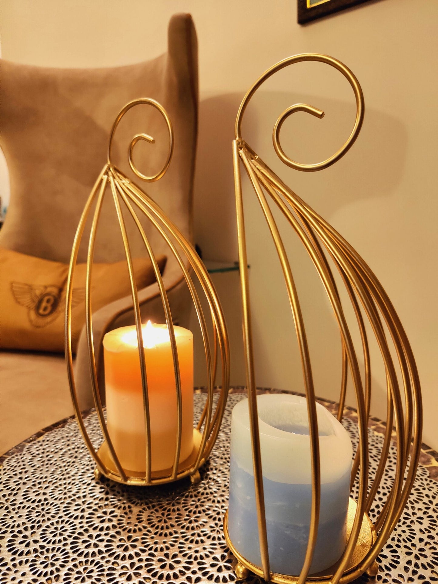 Metal Crescent Candle Holder