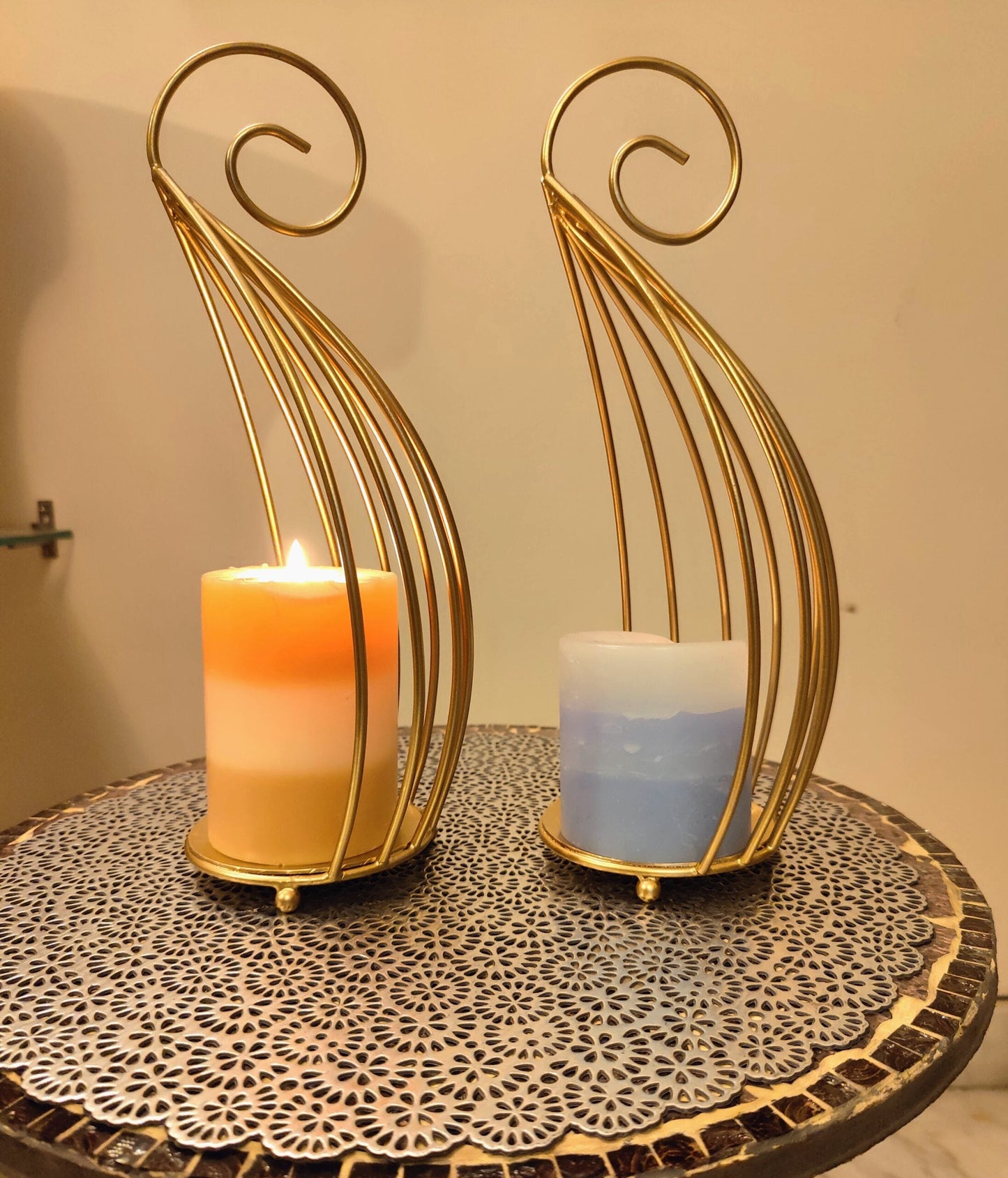 Metal Crescent Candle Holder