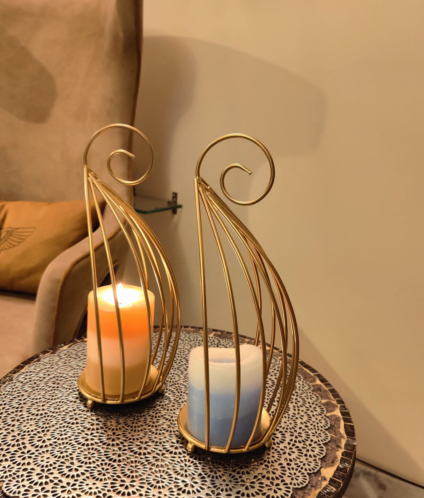 Metal Crescent Candle Holder