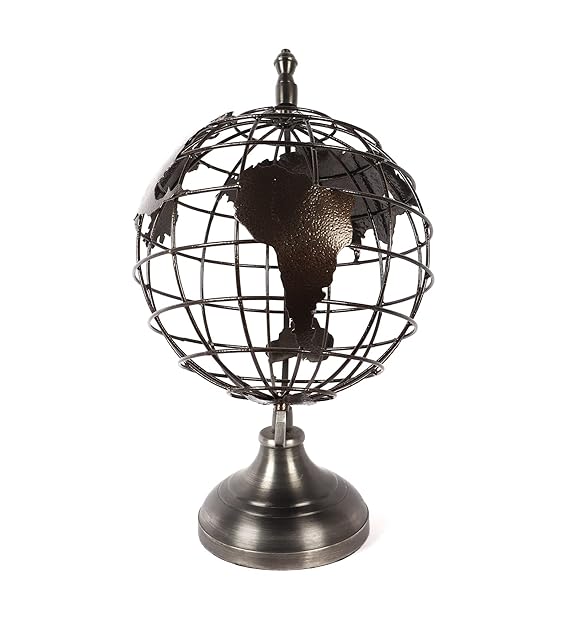 Metal Decorative 8 Inch Globe Brown
