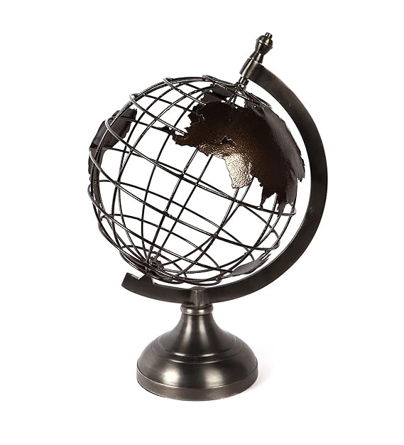 Metal Decorative 8 Inch Globe Brown