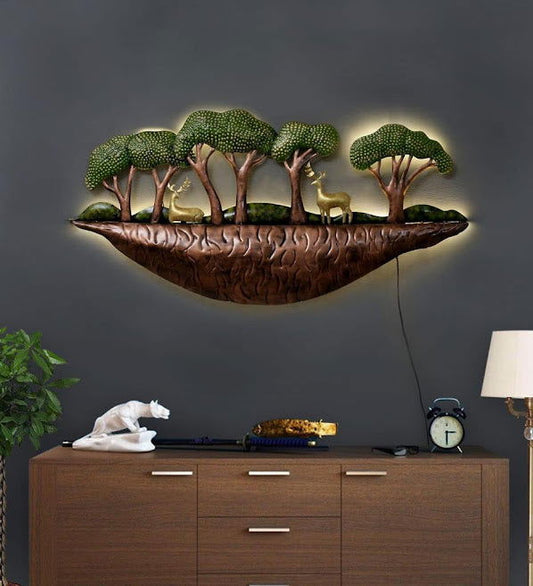 Metal Deers in Forest Wall Art-ArtyCraftz.com