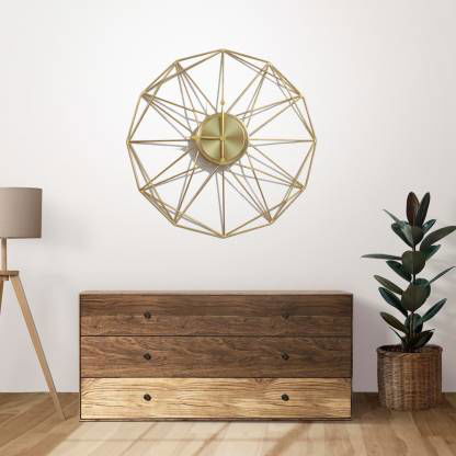 Metal Golden Star 24 Inches Wall Clock - ArtyCraftz.com