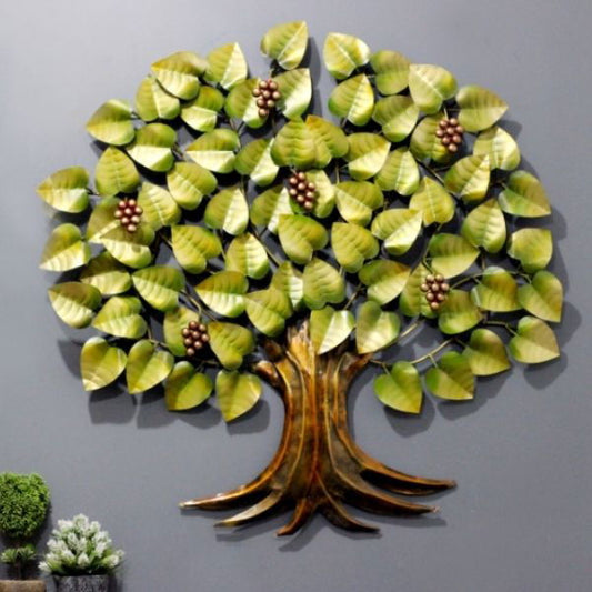 Metal Green Leaves tree of Life Wall Artt - ArtyCraftz.com