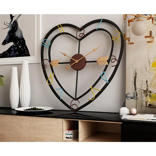 Metal Heart Shaped Wall Clock