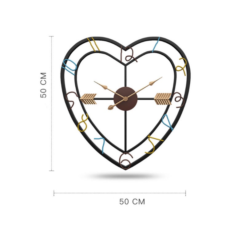 Metal Heart Shaped Wall Clock