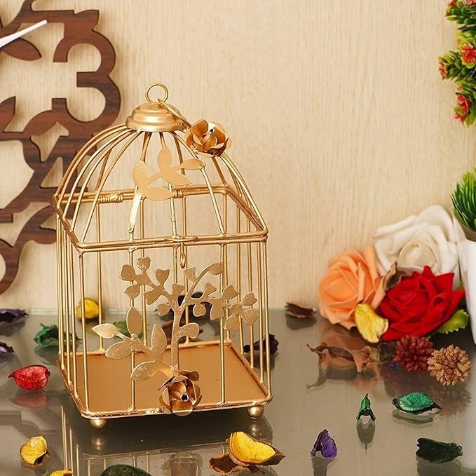 Metal Iron Bird Cage T- Light Holder