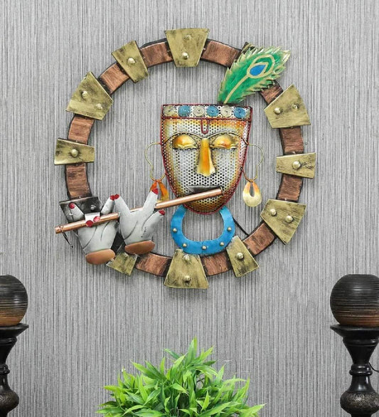 Metal Krishna With Flute LED Wall Art-ArtyCraftz.com