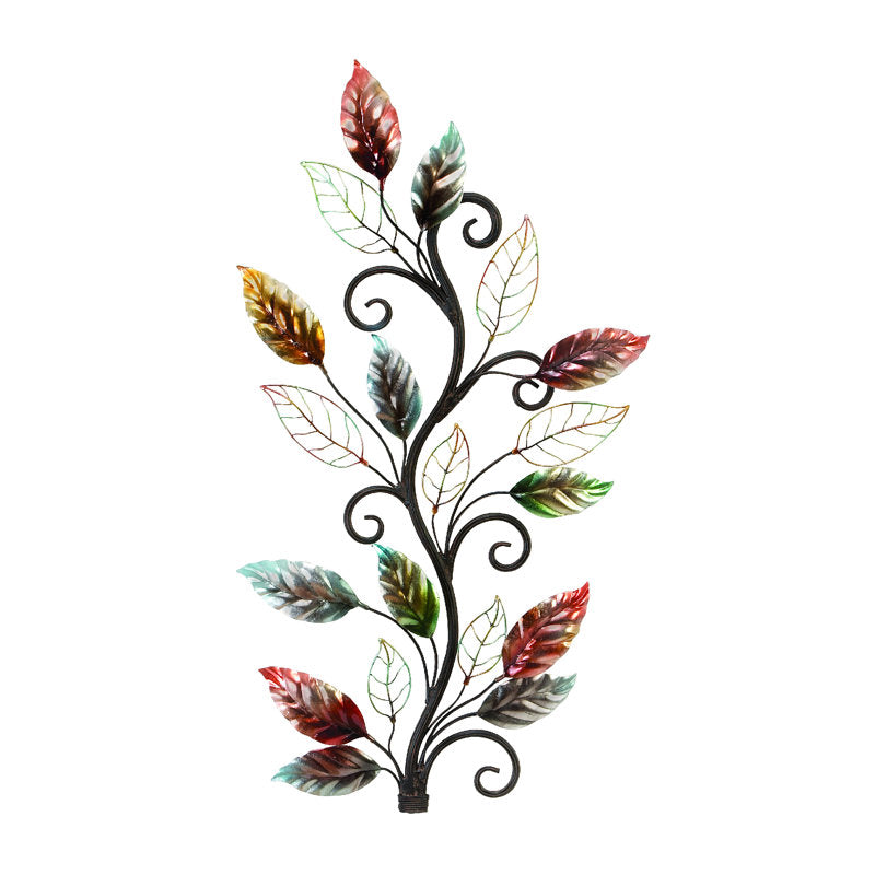 Scrolled Vine and Colorful Wire Leaves Wall Art