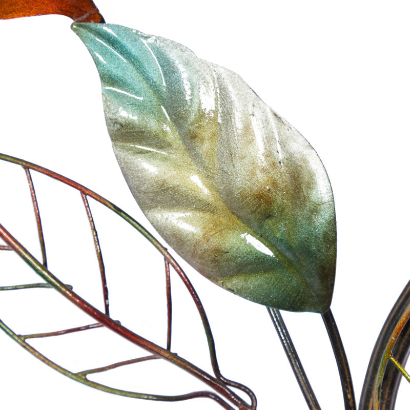 Scrolled Vine and Colorful Wire Leaves Wall Art