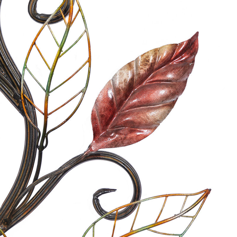 Scrolled Vine and Colorful Wire Leaves Wall Art