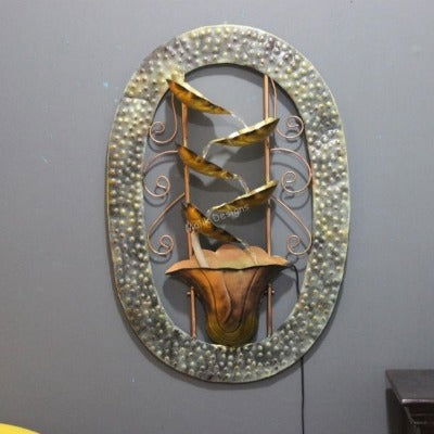 Metal Leaf Wall Fountain with led Light - ArtyCraftz.com