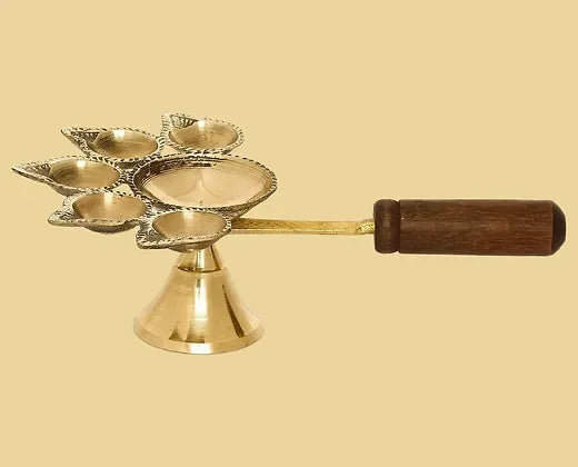 Metal Panch Arti Diya for Diwali Pooja
