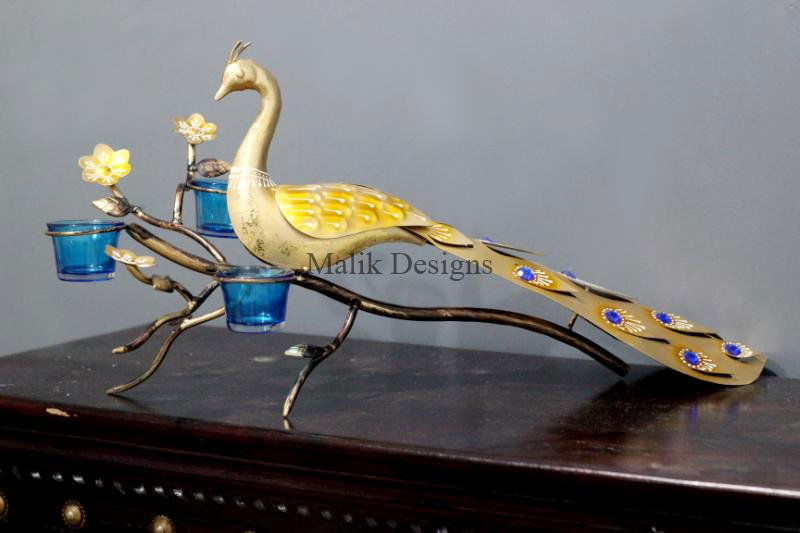 Metal Peacock Candle Holder - ArtyCraftz.com