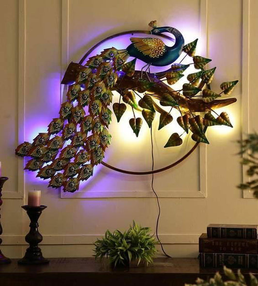 Metal Peacock In Ring Wall Art - ArtyCraftz.com