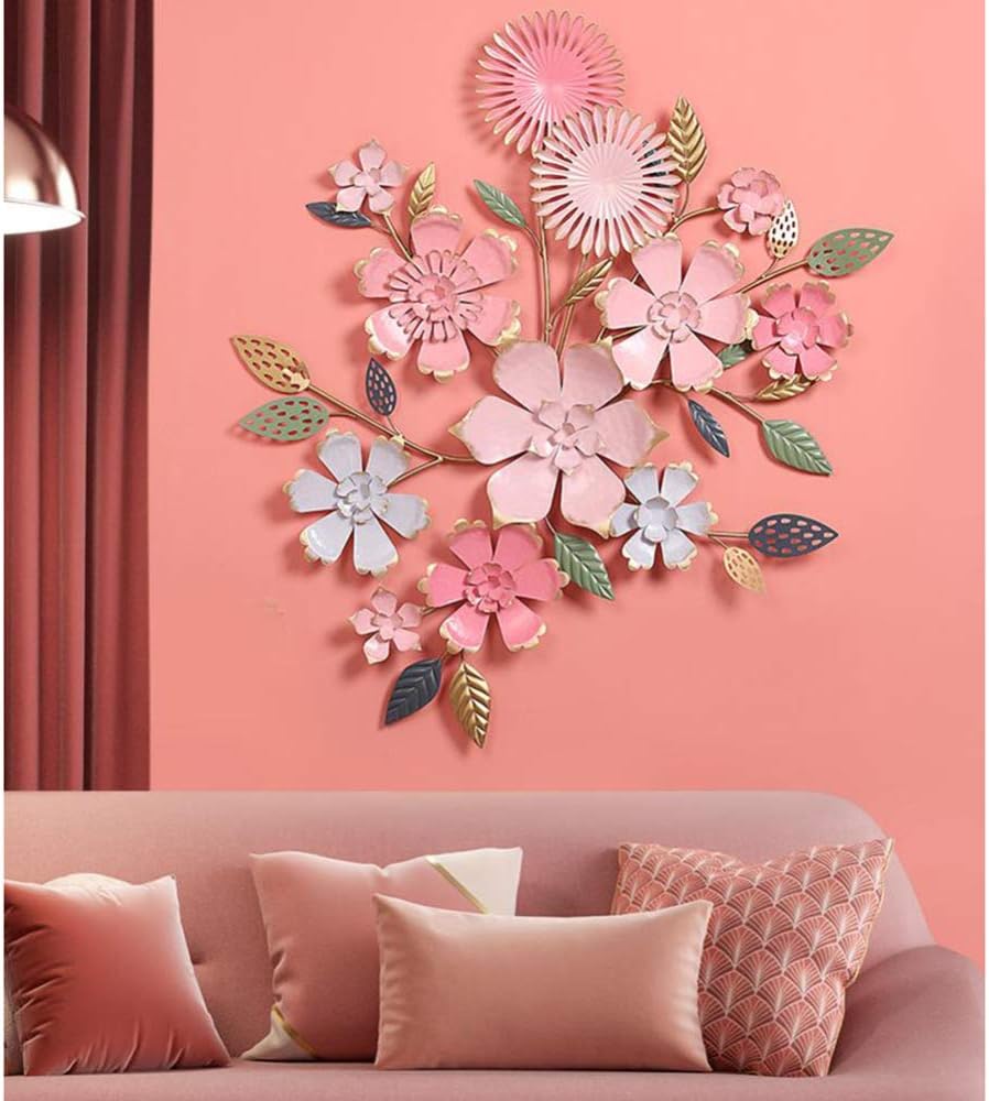 Metal Pink Flowers Vine Wall Art-ArtyCraftz.com