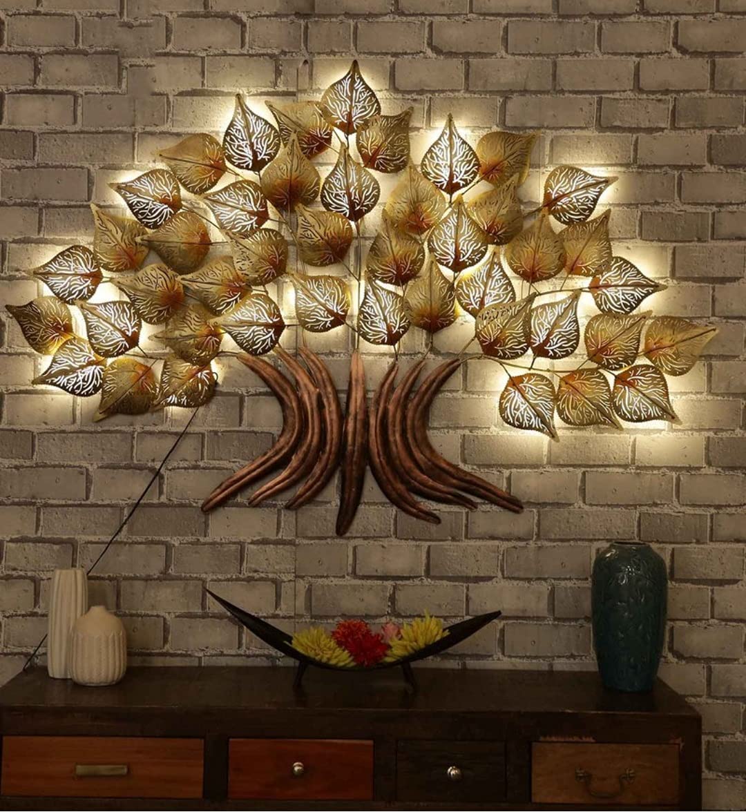 Metal Pipal Tree with LED Wall Art-ArtyCraftz.com