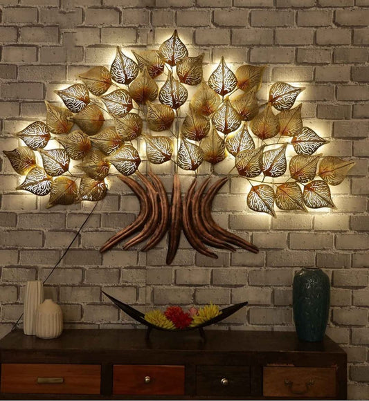 Metal Pipal Tree with LED Wall Art-ArtyCraftz.com