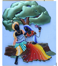 Metal Radha Krishna On Jhula wall Art