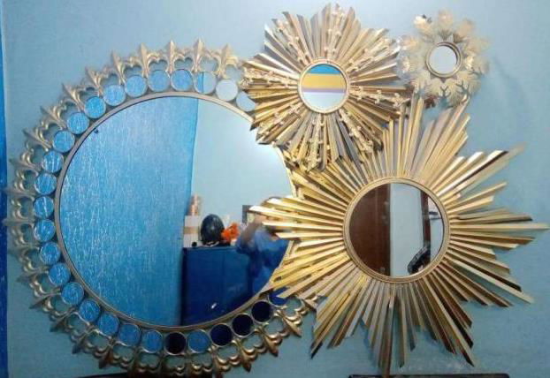 Metal Sun and Starburst Wall Mirror-ArtyCraftz.com