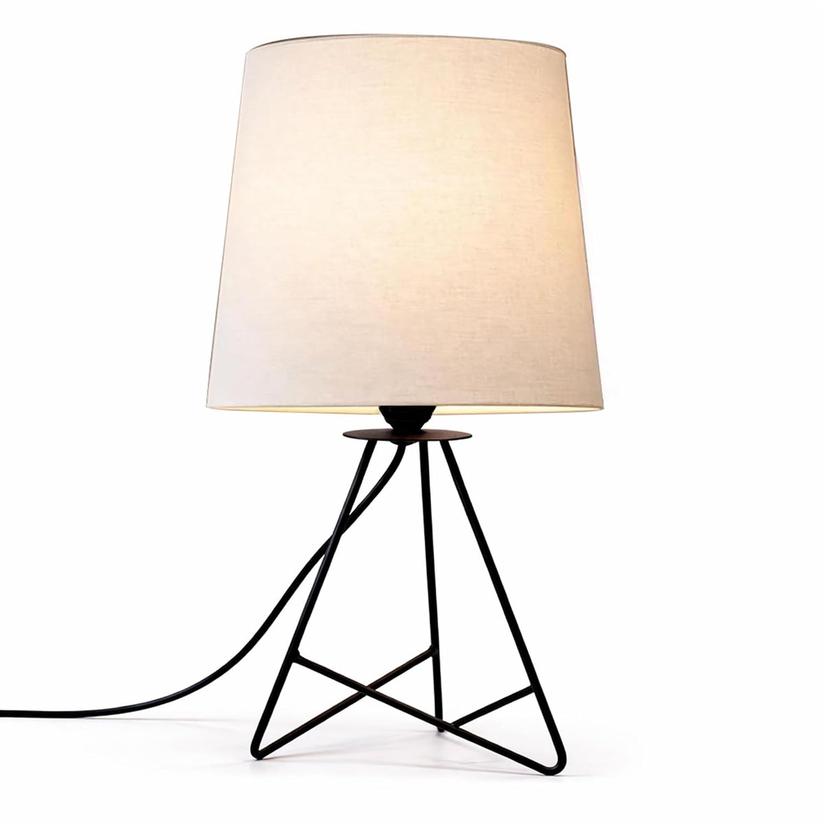 Metal Table Lamp with Black Base and Premium White Fabric Lampshade-artycraftz.com