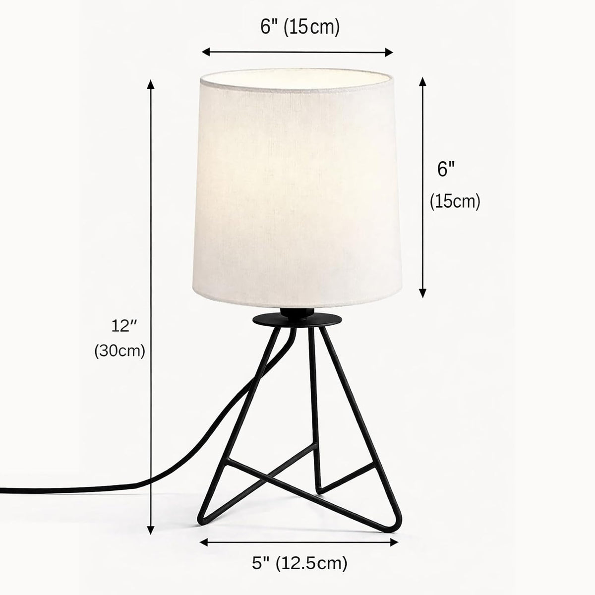 Metal Table Lamp with Black Base and Premium White Fabric Lampshade-artycraftz.com