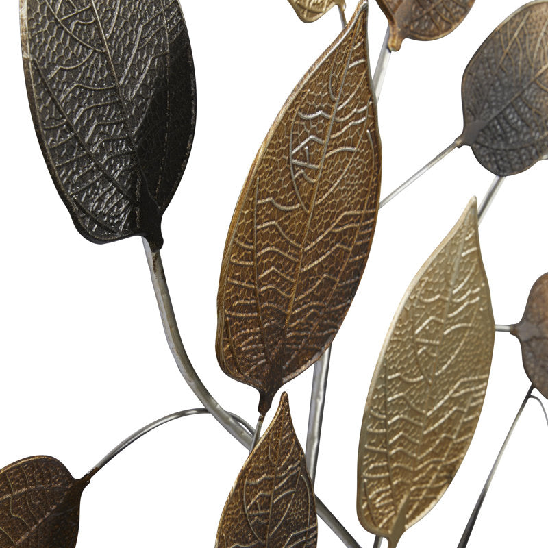 Metal Textured Multicolor Leaves Wall Art-ArtyCraftz.com