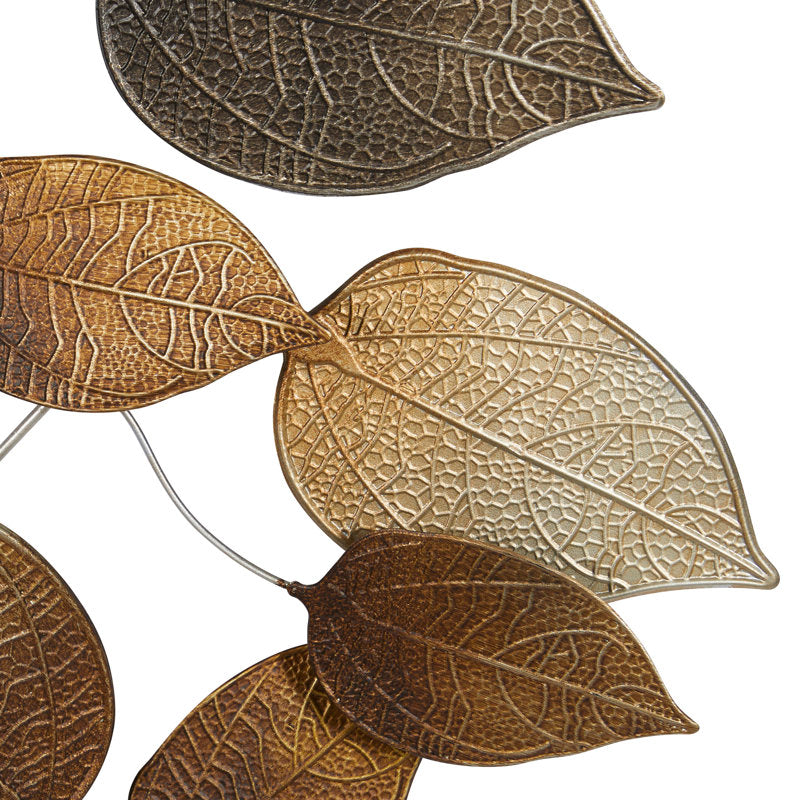 Metal Textured Multicolor Leaves Wall Art-ArtyCraftz.com