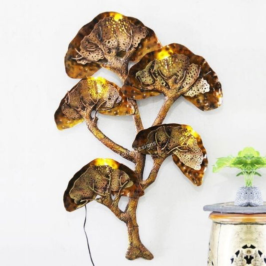 Metal Tree Wall Art Fairy Light with Flower Leaves Living Room Home Decor( with Led ) - ArtyCraftz.com