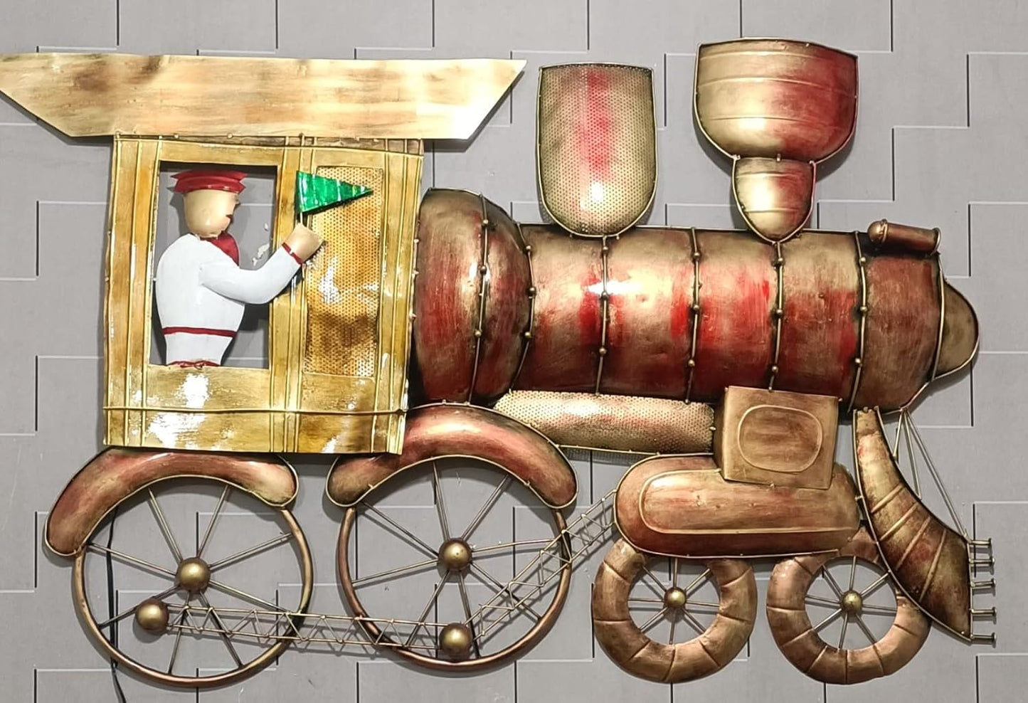 Metal Vintage Coal Engine With Driver With LED Wall Art-ArtyCraftz.com