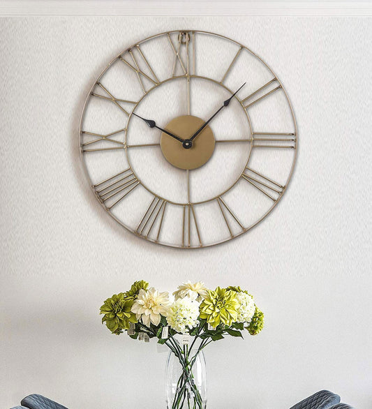 Metal Wall Decor Clock 18 inch, Gold - ArtyCraftz.com