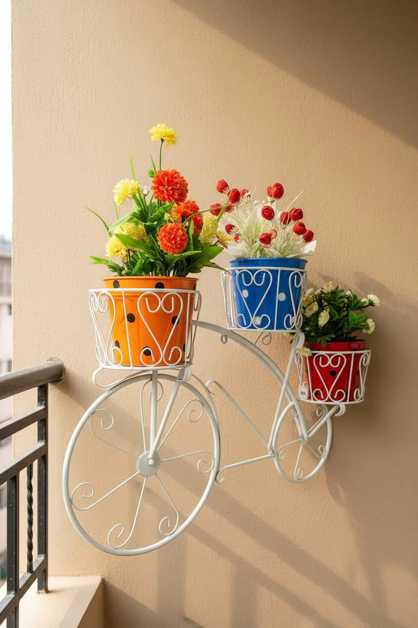 Metal Wall Mounted Cycle Style Plant Stand - ArtyCraftz.com