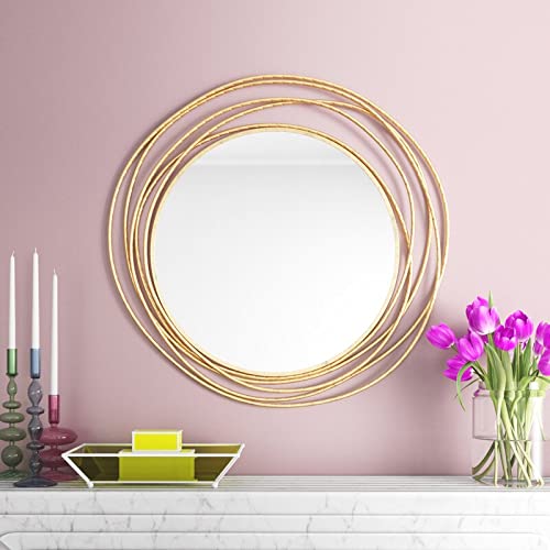 Metal Wall Mounted Golden Round Spiral Mirror - ArtyCraftz.com