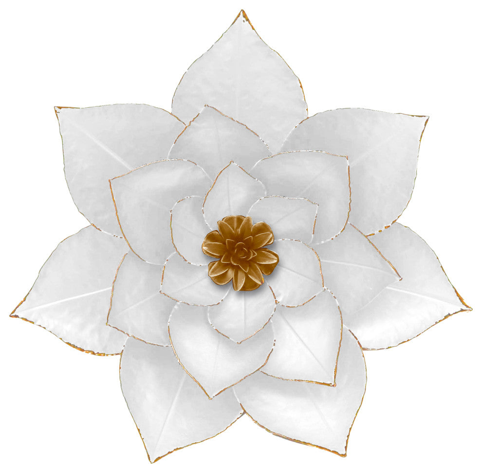 Metal White Lotus Wall Art-ArtyCraftz.com